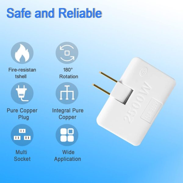 180° Rotatable Outlet Extender Adapter 2500W - Image 4