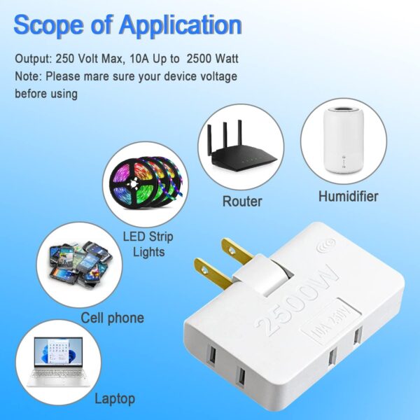 180° Rotatable Outlet Extender Adapter 2500W - Image 3