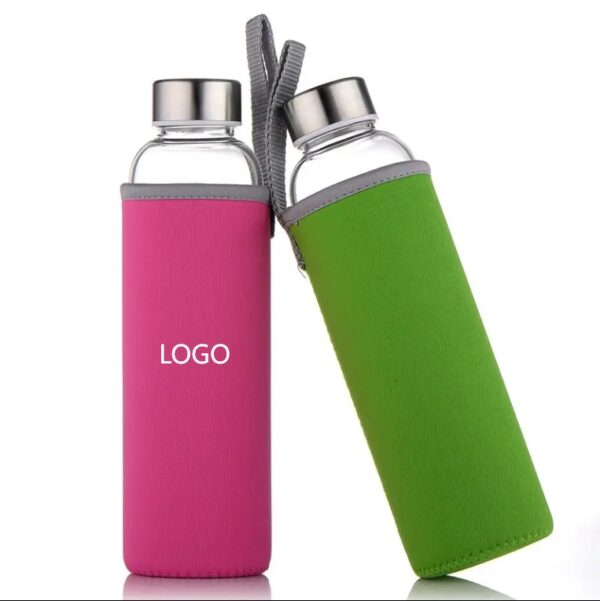 550ML Transparent screw lid voss water glass bottle for juice water borosilicate glass water bottle