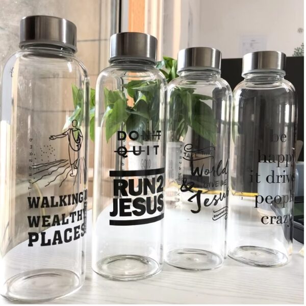 550ML Transparent screw lid voss water glass bottle for juice water borosilicate glass water bottle - Image 5
