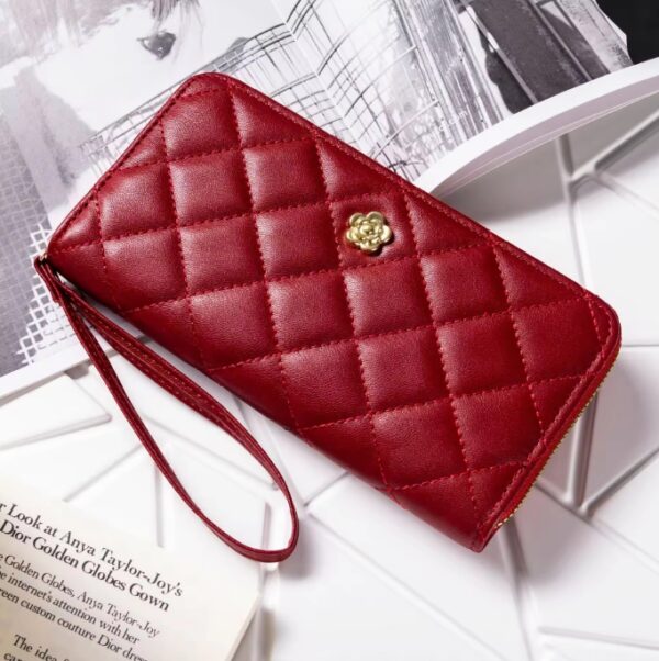 Classic Designer Camellia PU Leather Long Wallet Men Money  Credit Card Holder Large Billfold Coin Purse Bag Women Wallet - Image 3