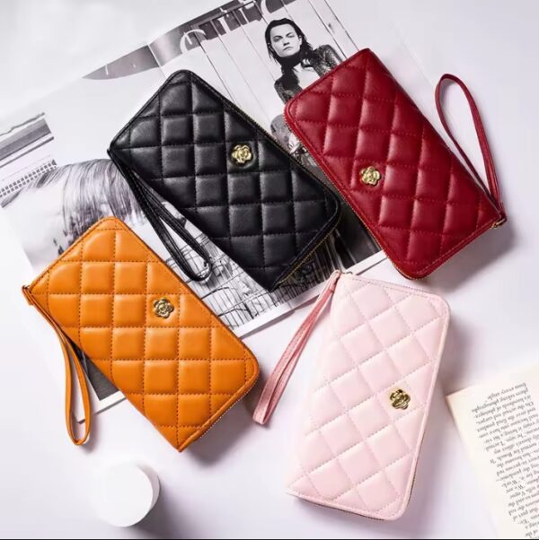 Classic Designer Camellia PU Leather Long Wallet Men Money  Credit Card Holder Large Billfold Coin Purse Bag Women Wallet - Image 2