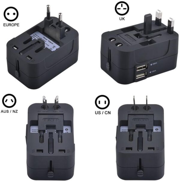 International Travel Plug Adapter with 2 USB Port - Image 4