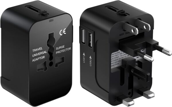 International Travel Plug Adapter with 2 USB Port