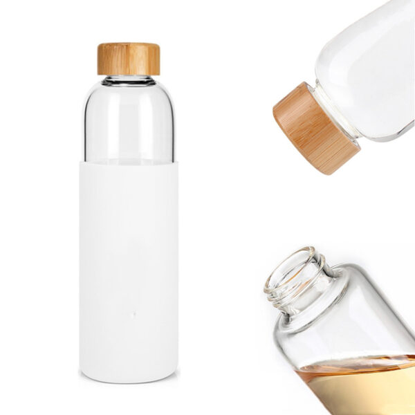 Custom 420ML 550ML Glass Water Bottle With Wooden Lid For Promotion Gifts - Image 5