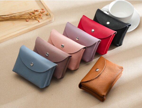 Unisex Mini Double Layer Genuine Leather ID Credit Card Holder Vintage Style Short Business Purses Candy Coin Purse Pouch Wallet