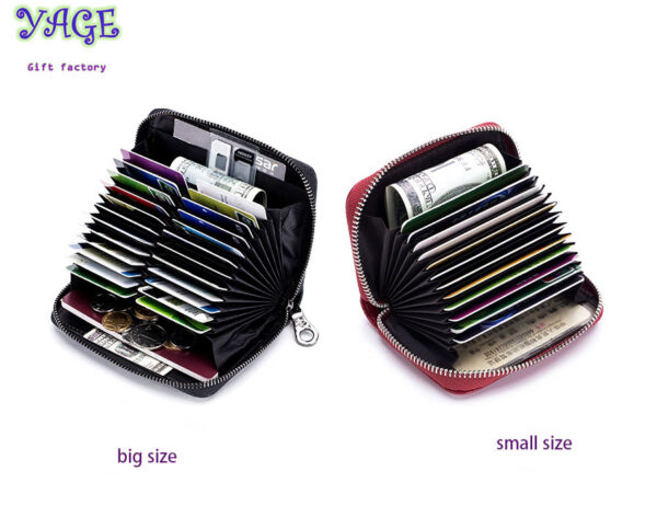 Genuine Leather Credit Card Wallet, Zipper Card Cases Holder for Men Women, RFID Blocking, Wallet, 2 Sizes for choice - Image 5