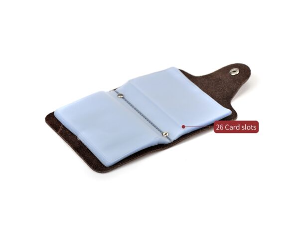 Customize Logo Genuine Leather Credit Card Holder Button Wallet With 26 Card Slots - Image 10