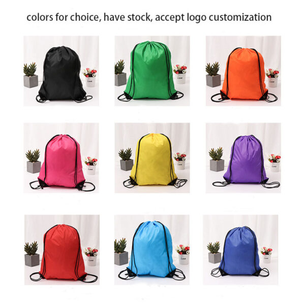 Drawstring Backpack Bags Sack Pack Cinch Tote Sport Storage Polyester Bag for Gym Traveling - Image 2