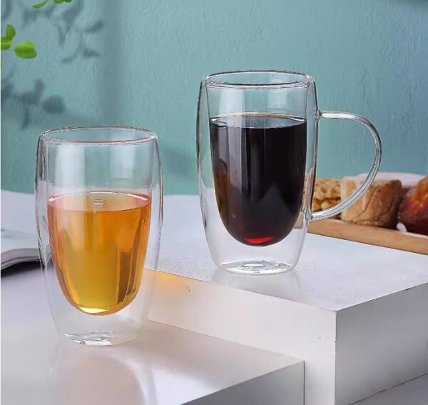 5/8.5/12/15 oz Double Walled Glass Coffee Mugs, Clear Insulated Coffee Mug for Latte Cappuccino Coffee - Image 2