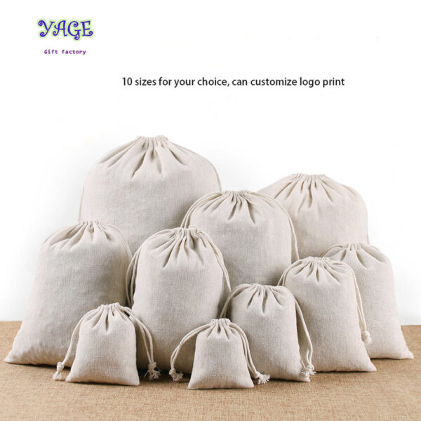 Wholesale OEM Customized Burlap Coffee Beans Jute Bag Linen Hemp Makeup Bag Customized Cosmetic Pouch Eco Cotton Linen Makeup Bag