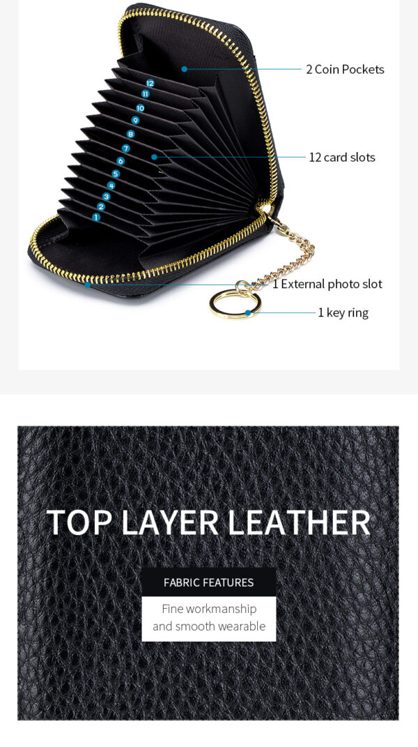 FurArt Credit Card Wallet, Zipper Card Cases Holder for  Men Women, RFID Blocking, KeyChain Wallet, Compact Size - Image 5