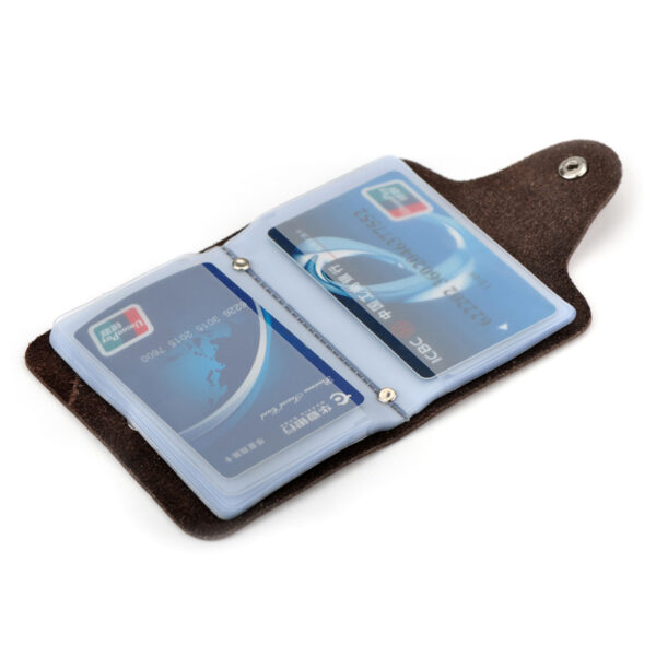 Customize Logo Genuine Leather Credit Card Holder Button Wallet With 26 Card Slots - Image 11