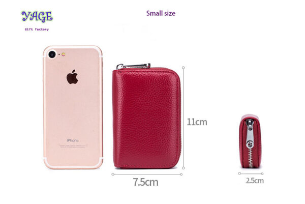 Genuine Leather Credit Card Wallet, Zipper Card Cases Holder for Men Women, RFID Blocking, Wallet, 2 Sizes for choice - Image 8