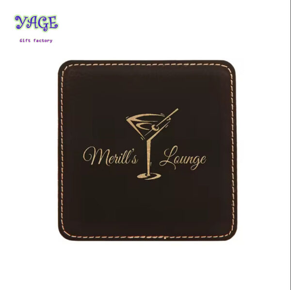 Vintage Round PU Leather Coaster - Image 5