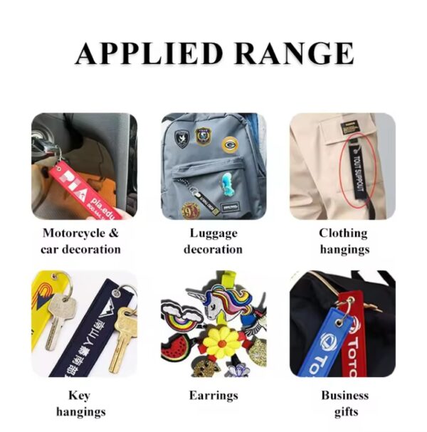 Keychain Custom logo Double-sided embroidery keychain with promotional Gift Spray tag custom keyring - Image 5