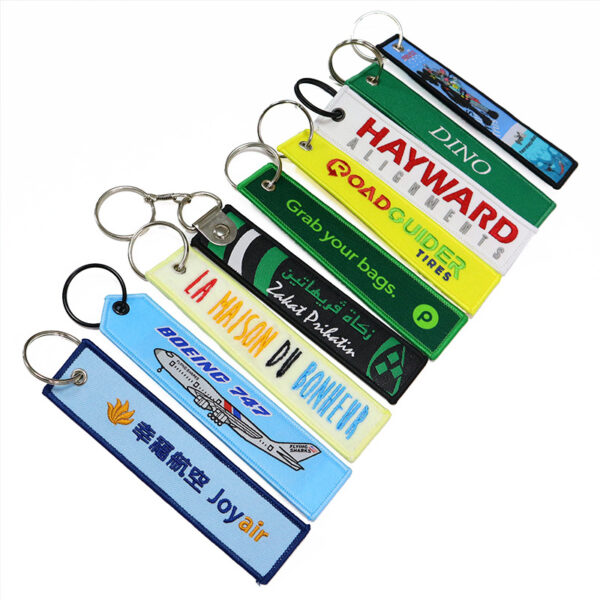 Keychain Custom logo Double-sided embroidery keychain with promotional Gift Spray tag custom keyring - Image 3