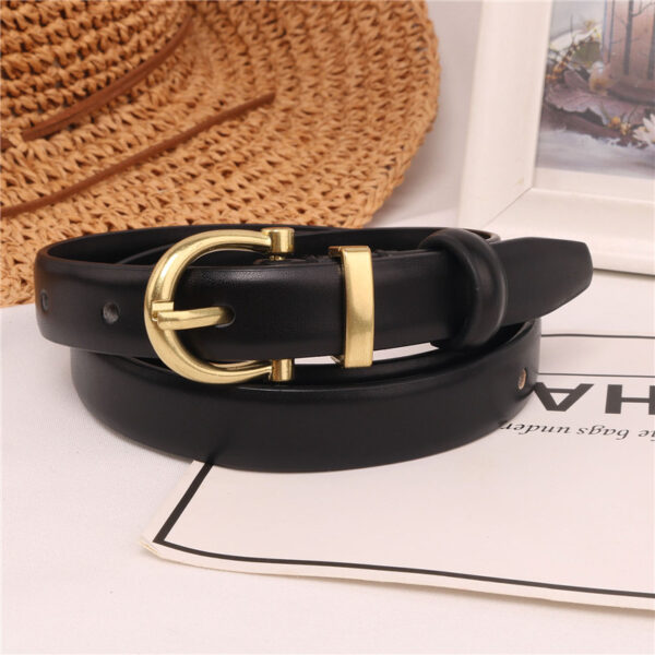 Fashion Womens Leather Belt, Soft Leather Waist Belt with Pin Buckle for Jeans Pants - Image 6