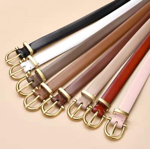Fashion Womens Leather Belt, Soft Leather Waist Belt with Pin Buckle for Jeans Pants - Image 5