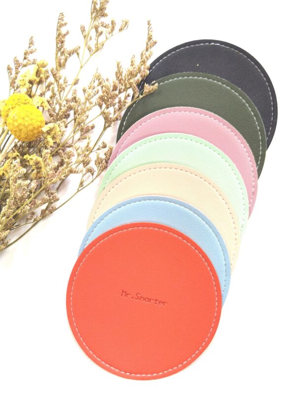 Vintage Round PU Leather Coaster