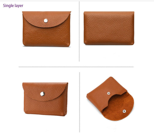 Unisex Mini Double Layer Genuine Leather ID Credit Card Holder Vintage Style Short Business Purses Candy Coin Purse Pouch Wallet - Image 5