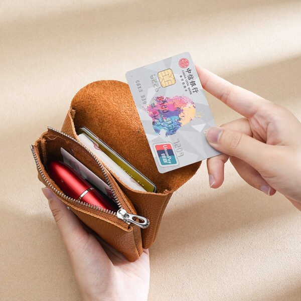 Unisex Mini Double Layer Genuine Leather ID Credit Card Holder Vintage Style Short Business Purses Candy Coin Purse Pouch Wallet - Image 3