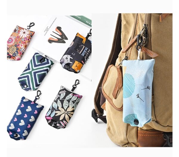 Reusable Grocery Shopping Bags, Foldable Shopping Bags Grocery Tote with Hooked Pouch, Machine Washable Eco-Friendly - Image 4