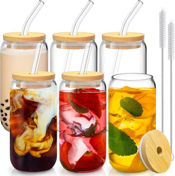 16 Oz Ice Glass Water Bottle Coffee Tumbler Cup for Soda Soda Tea Cocktail