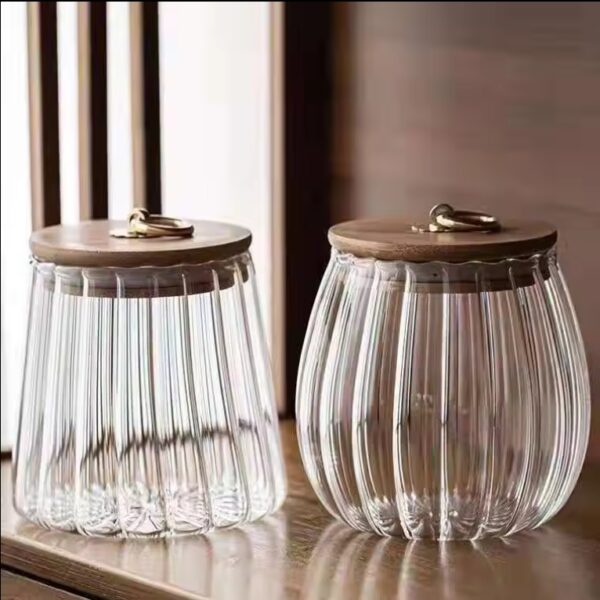 Glass Coffee Nuts Canister Airtight Storage Jar Petal Decorative  Container with Bamboo Lid Metal Handle Easy to Grasp 750ml, 25 FL OZ - Image 3