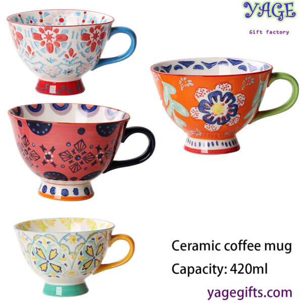 420ML Ceramic Coffee Mugs Restaurant Coffee Mug, Large-sized Black Coffee  Mugs Perfect for Coffee, latte, Cappuccino, Tea, Cocoa, Cereal, Hot Chocolate - Image 4
