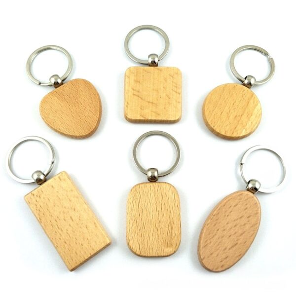 Custom Logo Luxury Wood Key Chains Beech Wood Timber  Keychain Wooden Keychains For Laser Engraving Logo