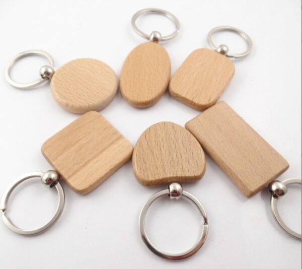 Custom Logo Luxury Wood Key Chains Beech Wood Timber  Keychain Wooden Keychains For Laser Engraving Logo - Image 3