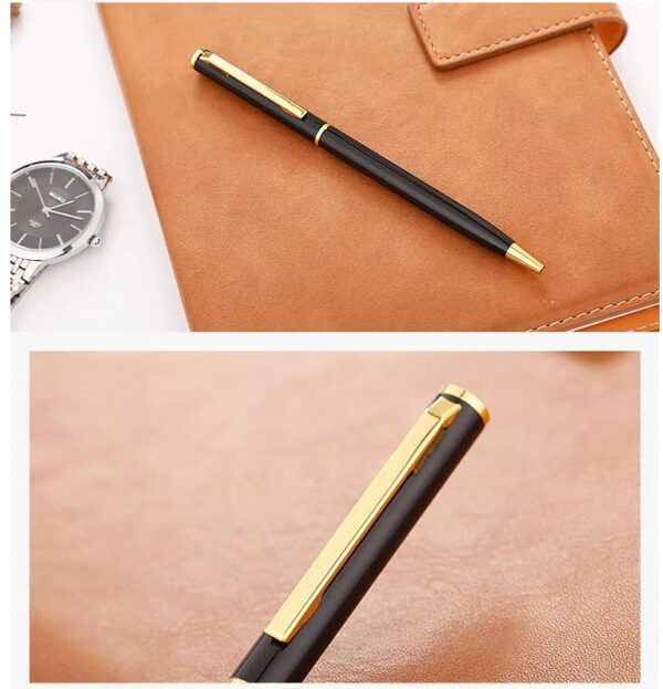 YGP7740 Gift Promotional Customized Logo Engraved Printing Advertising Black White slim metal ballpoint pen for hotel meetings - Image 5