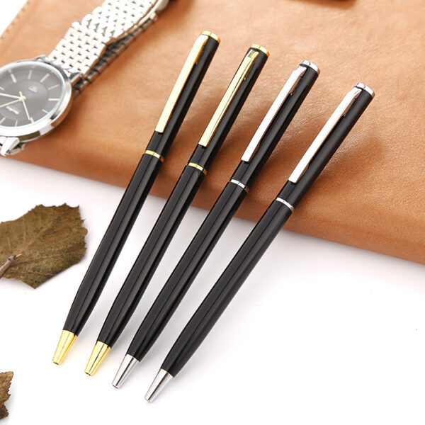 YGP7740 Gift Promotional Customized Logo Engraved Printing Advertising Black White slim metal ballpoint pen for hotel meetings