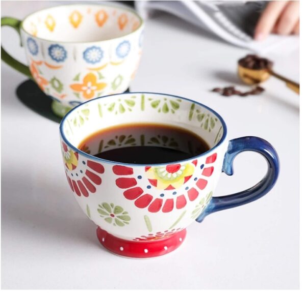 400ML Ceramic Coffee Mugs Restaurant Coffee Mug, Large-sized Black Coffee  Mugs Perfect for Coffee, latte, Cappuccino, Tea, Cocoa, Cereal, Hot Chocolate - Image 3