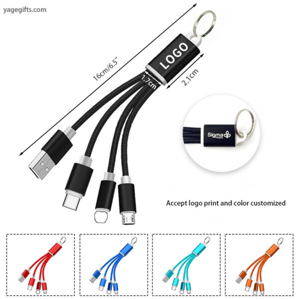 Hot Selling Promotional Business Gift Set 5V/2A Keychain Charger  3 in 1 Usb Cable for Men and Women Gift Items - Image 3