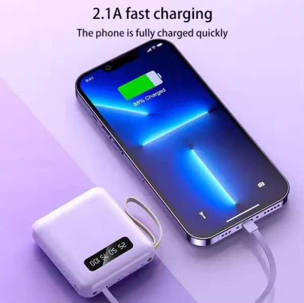 Custom gift portable Mini charger power bank with Flashlight LED 4 in 1 detachable cable 10000mAh 20000mAh powerbank slim - Image 5