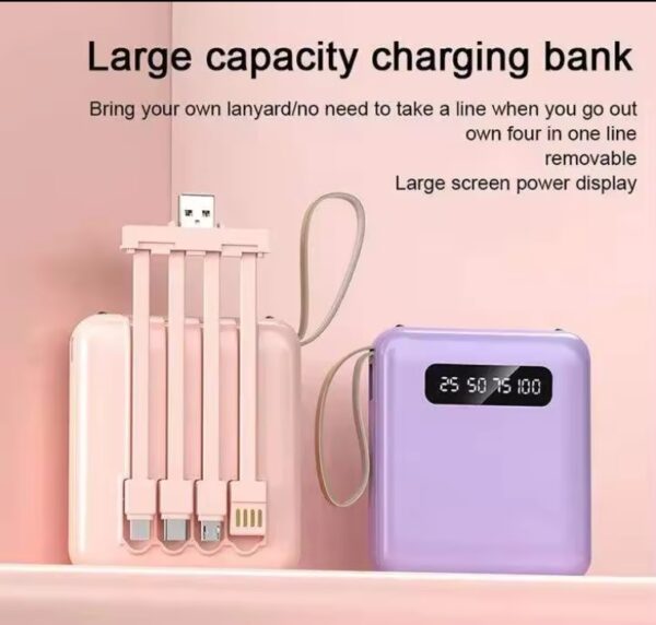Custom gift portable Mini charger power bank with Flashlight LED 4 in 1 detachable cable 10000mAh 20000mAh powerbank slim - Image 3