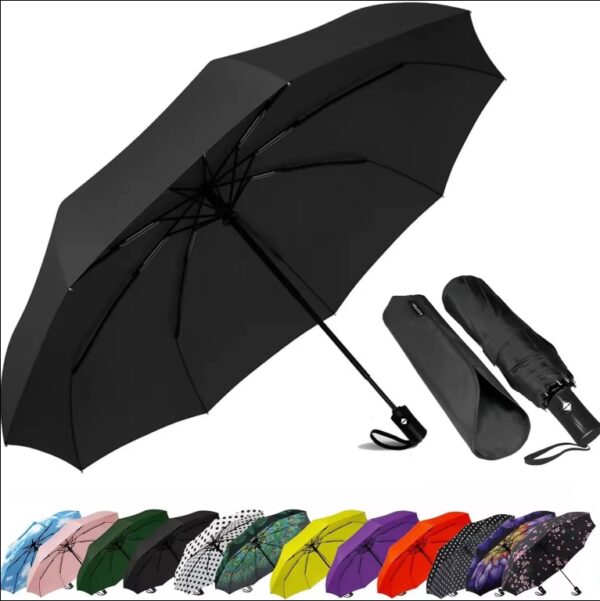 Custom Umbrella Windproof Travel Umbrellas - Easy Auto Open Close, Durable & Compact Umbrella, Strong Fiberglass Frame, Portable Umbrella for Travel