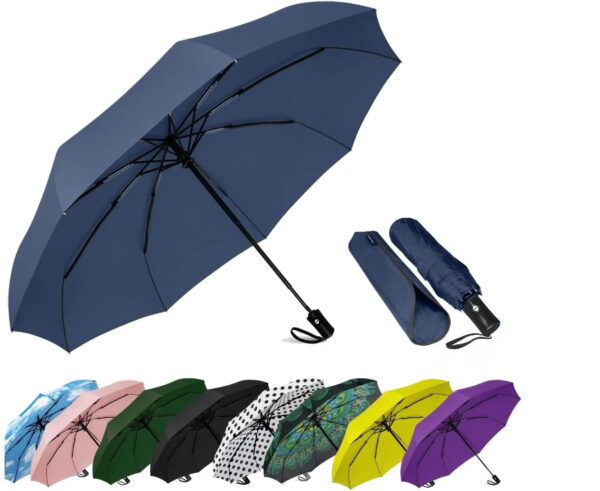 Custom Umbrella Windproof Travel Umbrellas - Easy Auto Open Close, Durable & Compact Umbrella, Strong Fiberglass Frame, Portable Umbrella for Travel - Image 2