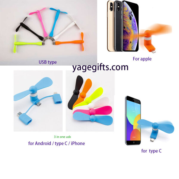 Factory Wholesale Portable Mobile Phone Fan Personalized 2 in 1 USB MINI Fan For iPhone And Android Type-C With Custom Logo - Image 6