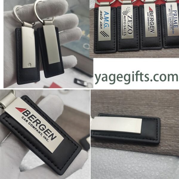Car Leather Keyring Wholesale Key chain Custom Brand Logo Name Souvenir Promotional PU Leather Keychain - Image 4