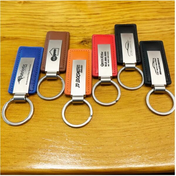 Car Leather Keyring Wholesale Key chain Custom Brand Logo Name Souvenir Promotional PU Leather Keychain - Image 2