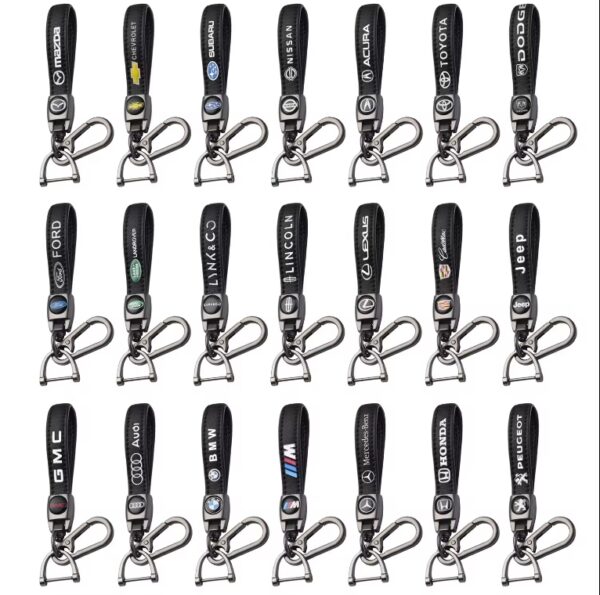 Wholesale Car brand keychain zinc alloy leather keychain gifts for men