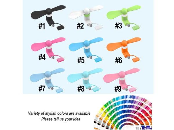 Factory Wholesale Portable Mobile Phone Fan Personalized 2 in 1 USB MINI Fan For iPhone And Android Type-C With Custom Logo - Image 4