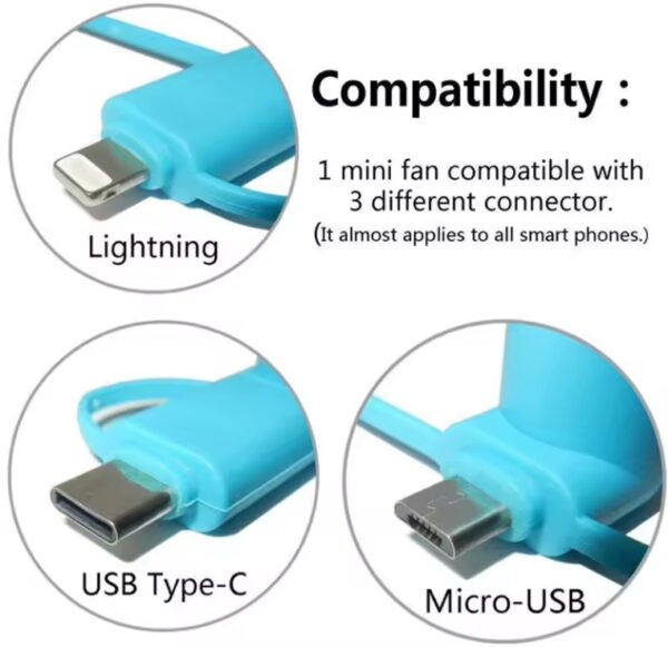 Factory Wholesale Portable Mobile Phone Fan Personalized 2 in 1 USB MINI Fan For iPhone And Android Type-C With Custom Logo - Image 5