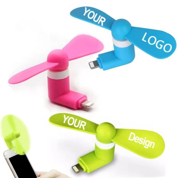 Factory Wholesale Portable Mobile Phone Fan Personalized 2 in 1 USB MINI Fan For iPhone And Android Type-C With Custom Logo