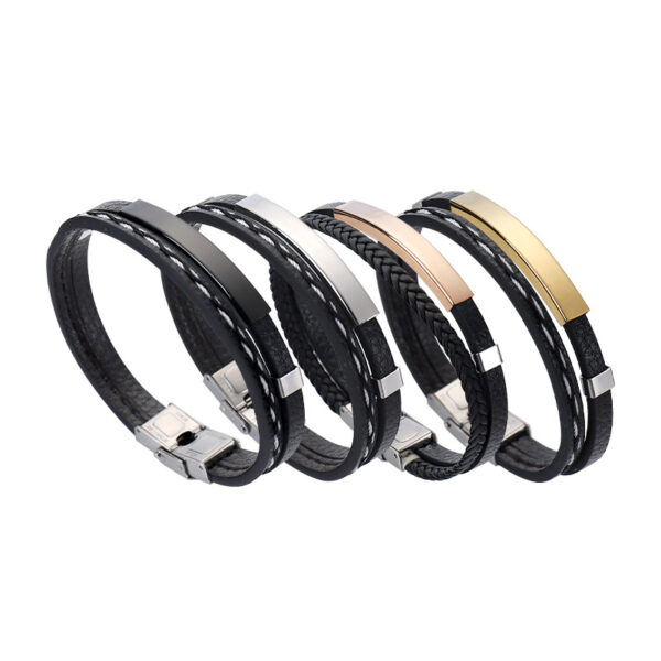 Leather Stainless Steel Bracelet - Image 5