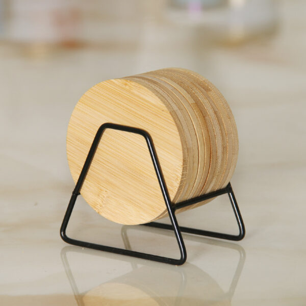 Custom logo bamboo wood coaster for espresso personalized business gifts - Image 2