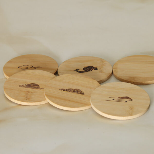 Custom logo bamboo wood coaster for espresso personalized business gifts - Image 3